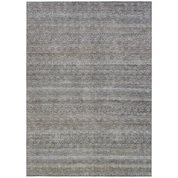 5' X 8' Brown And Beige Striped Washable Indoor Outdoor Area Rug