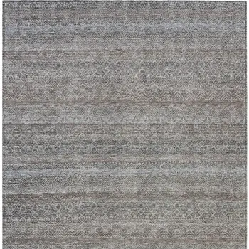 5' X 8' Brown And Beige Striped Washable Indoor Outdoor Area Rug