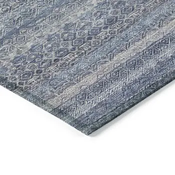 3' X 5' Blue And Sky Blue Striped Washable Indoor Outdoor Area Rug