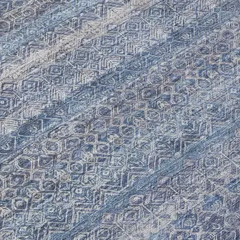 8' Blue And Sky Blue Round Striped Washable Indoor Outdoor Area Rug