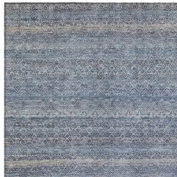 10' X 14' Blue And Sky Blue Striped Washable Indoor Outdoor Area Rug