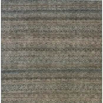 5' X 8' Chocolate And Gray Striped Washable Indoor Outdoor Area Rug