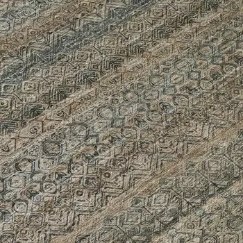 8' Chocolate And Gray Round Striped Washable Indoor Outdoor Area Rug