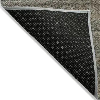 9' X 12' Chocolate And Gray Striped Washable Indoor Outdoor Area Rug