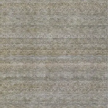 5' X 8' Khaki And Beige Striped Washable Indoor Outdoor Area Rug