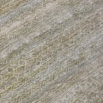 8' Khaki And Beige Round Striped Washable Indoor Outdoor Area Rug