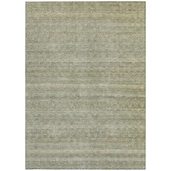 3' X 5' Linen And Beige Striped Washable Indoor Outdoor Area Rug
