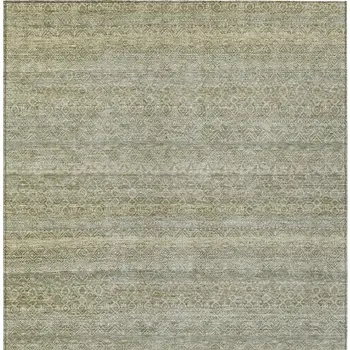 3' X 5' Linen And Beige Striped Washable Indoor Outdoor Area Rug