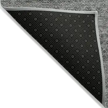 10' X 14' Pewter And Gray Striped Washable Indoor Outdoor Area Rug