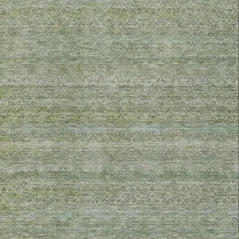 9' X 12' Sage And Ivory Striped Washable Indoor Outdoor Area Rug