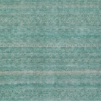 5' X 8' Teal Blue And Beige Striped Washable Indoor Outdoor Area Rug