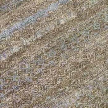 5' X 8' Brown And Denim Blue Striped Washable Indoor Outdoor Area Rug