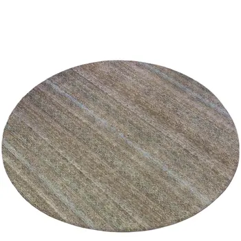 8' Brown And Denim Blue Round Striped Washable Indoor Outdoor Area Rug