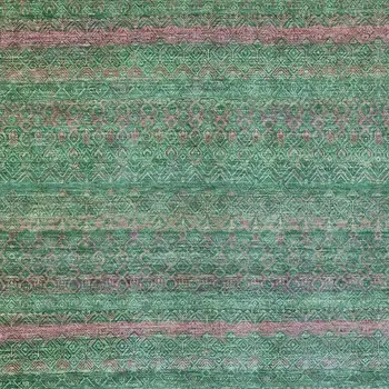 3' X 5' Green And Blush Striped Washable Indoor Outdoor Area Rug