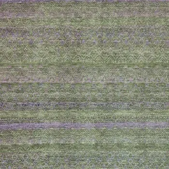 3' X 5' Olive Green And Purple Striped Washable Indoor Outdoor Area Rug