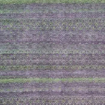 3' X 5' Purple And Lime Green Striped Washable Indoor Outdoor Area Rug