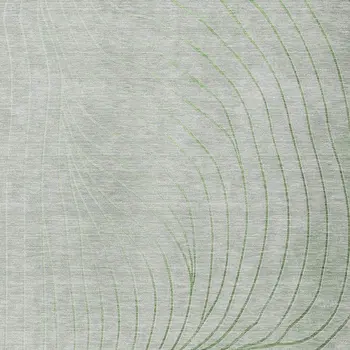 3' X 5' Artichoke Green And Silver Abstract Washable Indoor Outdoor Area Rug