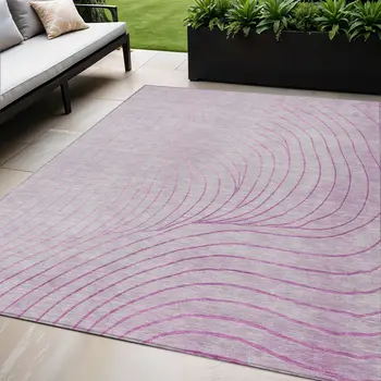 5' X 8' Blush And Silver Abstract Washable Indoor Outdoor Area Rug