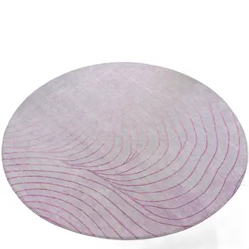 8' Blush And Silver Round Abstract Washable Indoor Outdoor Area Rug