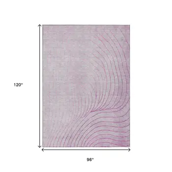 8' X 10' Blush And Silver Abstract Washable Indoor Outdoor Area Rug