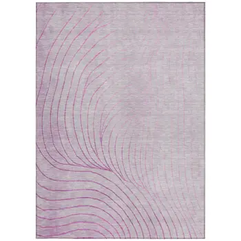 10' X 14' Blush And Silver Abstract Washable Indoor Outdoor Area Rug