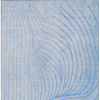 5' X 8' Blue And Silver Abstract Washable Indoor Outdoor Area Rug