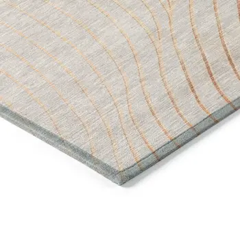 3' X 5' Copper And Silver Abstract Washable Indoor Outdoor Area Rug