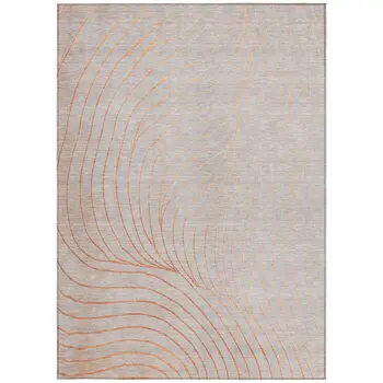 5' X 8' Copper And Silver Abstract Washable Indoor Outdoor Area Rug