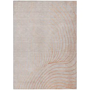 8' X 10' Copper And Silver Abstract Washable Indoor Outdoor Area Rug