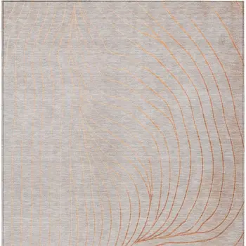 9' X 12' Copper And Silver Abstract Washable Indoor Outdoor Area Rug