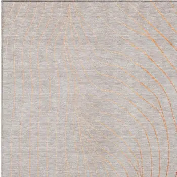 10' X 14' Copper And Silver Abstract Washable Indoor Outdoor Area Rug
