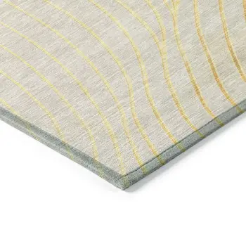 3' X 5' Gold And Silver Abstract Washable Indoor Outdoor Area Rug