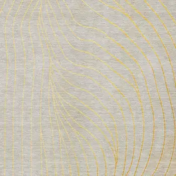 3' X 5' Gold And Silver Abstract Washable Indoor Outdoor Area Rug