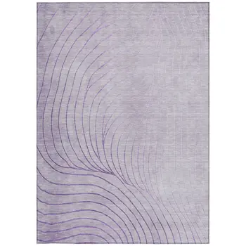 5' X 8' Lavender And Silver Abstract Washable Indoor Outdoor Area Rug