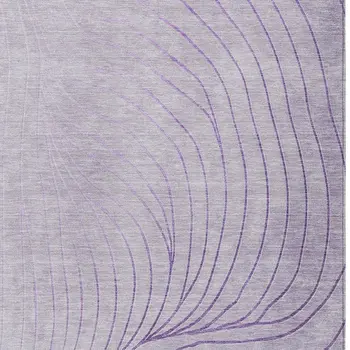 8' X 10' Lavender And Silver Abstract Washable Indoor Outdoor Area Rug