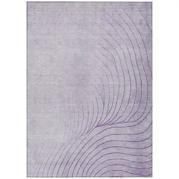9' X 12' Lavender And Silver Abstract Washable Indoor Outdoor Area Rug