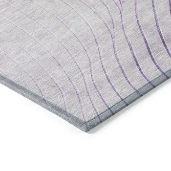 9' X 12' Lavender And Silver Abstract Washable Indoor Outdoor Area Rug