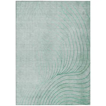 3' X 5' Mint Green And Silver Abstract Washable Indoor Outdoor Area Rug