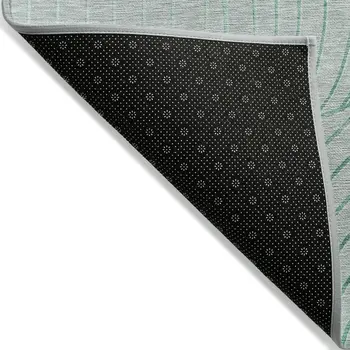 5' X 8' Mint Green And Silver Abstract Washable Indoor Outdoor Area Rug