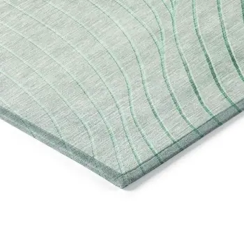 8' X 10' Mint Green And Silver Abstract Washable Indoor Outdoor Area Rug