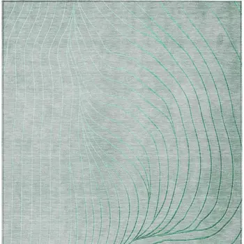 10' X 14' Mint Green And Silver Abstract Washable Indoor Outdoor Area Rug