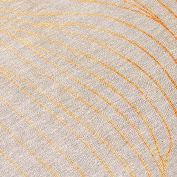 8' Orange And Silver Round Abstract Washable Indoor Outdoor Area Rug