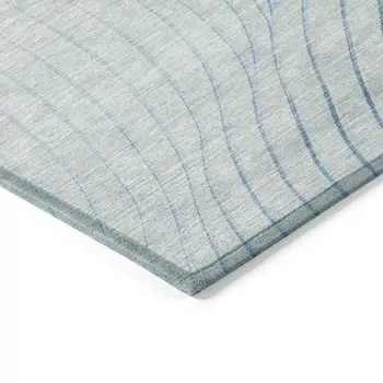 5' X 8' Sky Blue And Silver Abstract Washable Indoor Outdoor Area Rug