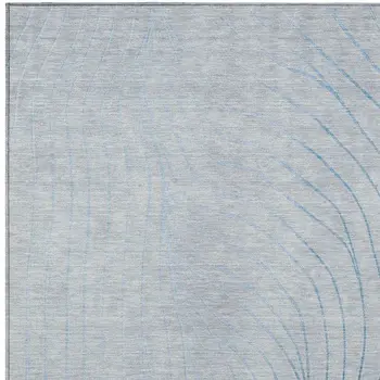 8' X 10' Sky Blue And Silver Abstract Washable Indoor Outdoor Area Rug