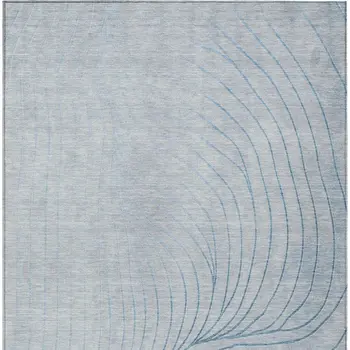 10' X 14' Sky Blue And Silver Abstract Washable Indoor Outdoor Area Rug