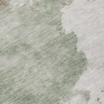 9' X 12' Artichoke Green And Linen Abstract Washable Indoor Outdoor Area Rug