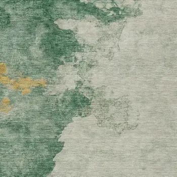 10' X 14' Emerald And Gold Abstract Washable Indoor Outdoor Area Rug