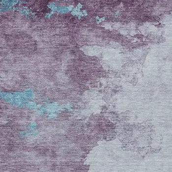 3' X 5' Lavender And Teal Blue Abstract Washable Indoor Outdoor Area Rug