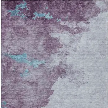8' X 10' Lavender And Teal Blue Abstract Washable Indoor Outdoor Area Rug