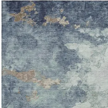 5' X 8' Pale Aqua And Taupe Abstract Washable Indoor Outdoor Area Rug